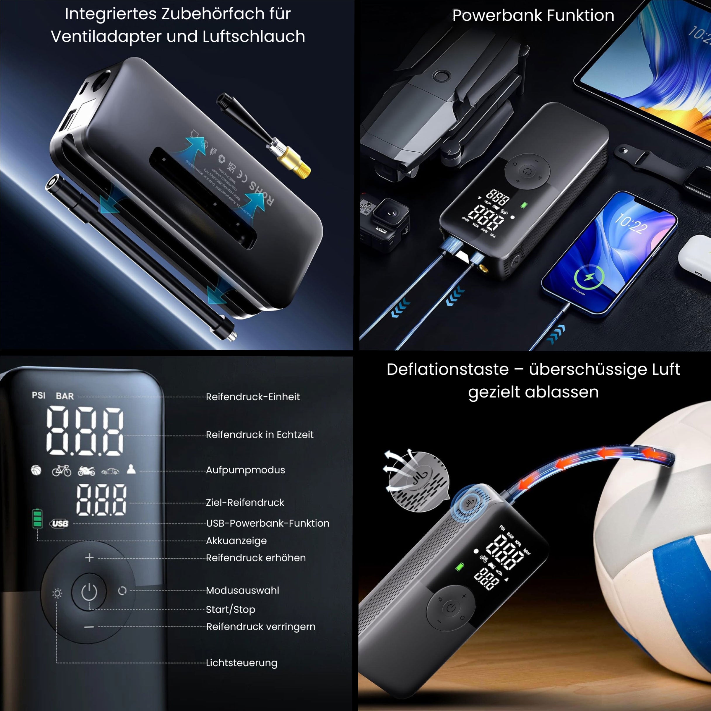 AirPro | Akku Luftpumpe + Powerbank